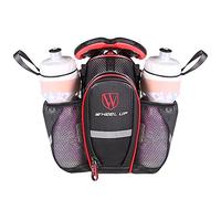 XPhonew Bike Saddle Bag, Waterproof Carbon Fiber Rear Under Seat Bike Storage Saddle Bag, Double Water Bottle Pocket Pouch Bicycle Tail Pack with Reflective Strip for Mountain MTB Bike Riding Cycling