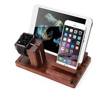 XPhonew Rosewood Charging Dock Docking Station Charger Stand Cradle Holder Compatible for iPhone 16 15 14 13 Pro Max iPad Mini Air Apple Watch 2 3 4 5 / iWatch 42mm & 38mm All Models Smartphone Tablet