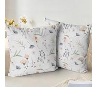 XPHZZL Cushion Cover 2 Pack 55 x 55 cm - Plain Flower Wild Flower Plant Pillow Covers for Sofa Bed Garden Outdoor Spring Decor Flower Plant with Invisible Zipper 22 x 22 Inch