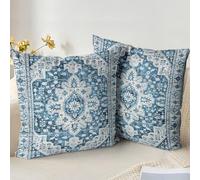 XPHZZL Cushion Covers 40 x 40 cm Set of 2 Soft Decorative Square Throw Pillow Case Boho Pillowcases for Sofa Bedroom Outdoor Home Office Car Decor with Invisible Zipper - Blue/Multi
