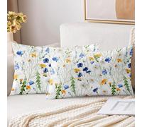 XPHZZL Cushion Covers Set of 2 Pack 30 x 50 cm - Soft Double Sided Garden Floral Decorative Rectangle Cushion Covers for Sofa Bed Garden Outdoor Spring Decor with Invisible Zipper 12 x 20 Inch-White