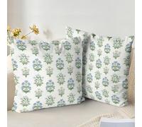 XPHZZL Cushion Covers Set of 2 Pack 45 x 45 cm Soft Vintage Floral Decorative Pillows Cover Boho Throw Pillow Cases for Sofa Bed Garden Outdoor Spring Decor Flower Plant with Invisible Zipper