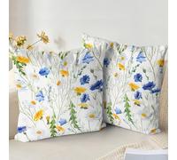 XPHZZL Cushion Covers Set of 2 Pack 65 x 65 cm - Soft Double Sided Garden Floral Decorative Pillow Covers for Sofa Bed Garden Outdoor Spring Decor with Invisible Zipper 26 x 26 Inch