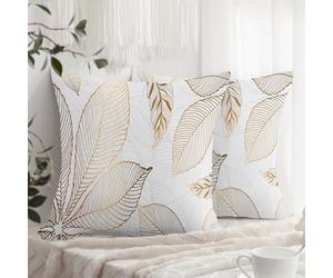 XPHZZL Cushion Covers Set of 2 Pack 65 x 65 cm - Soft Golden Leaves Pattern Decorative Pillow Covers for Sofa Bed Garden Outdoor Spring Decor with Invisible Zipper 26 x 26 Inch