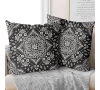 XPHZZL Cushion Covers Set of 2 Pack - Dutch Velvet Double Sided Boho Style Ethnic Pattern Design Decorative Square Pillowcases Pillow Covers 45 x 45 CM for Home Decor Sofa Bedroom Car-Black
