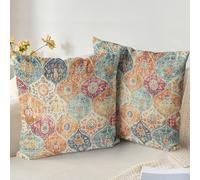 XPHZZL Pack of 2 Short Plush Soft Decorative Cushion Covers 50x 50 cm Square Throw Pillow Case Boho Style Pillowcases for Sofa Bedroom Outdoor Patio Garden with Invisible Zipper 20x20 Inch