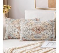XPHZZL Pack of 2 Soft Decorative Cushion Covers 30cm x 50cm Square Throw Pillow Case Bohemian Style Pillowcases for Sofa Bedroom Outdoor Patio Garden Blue/Grey with Invisible Zipper 12 x 20 Inch