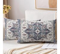 XPHZZL Pack of 2 Soft Decorative Cushion Covers 30cm x 50cm Square Throw Pillow Case Boho Style Pillowcases for Sofa Bedroom Outdoor Patio Garden with Invisible Zipper 12 x 20 Inch-Blue Cyan