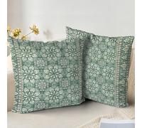 XPHZZL Pack of 2 Soft Decorative Cushion Covers 55cm x 55cm Square Throw Pillow Case Boho Style Pillowcases for Sofa Bedroom Outdoor Patio Garden with Invisible Zipper 22 x 22 Inch-Cyan Flower
