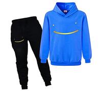 Xpialong Dream SMP Smile Merch Youtube Gaming Tracksuit Boy Girl Hoodie Kids Clothing Set (Navy Blue1,12-13 Years,12 Years,13 Years)