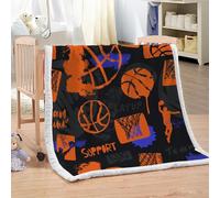 XPINGO Basketball Sherpa Blanket Kids 130x150 cm Warm Fluffy Soft Microfiber Fleece 3D Throw Blanket Basketball for Sofa Couch Bedspread（style 115-4）