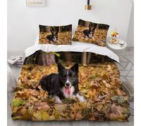 XPINGO Border Collie Duvet Cover King 220x230 cm 3 Pieces Soft Easy Care Microfiber Bedding Set with Zipper Closure 3D Animal Dog Comforter Cover with 2 Pillowcases 50x75 cm（Stil 210-5）