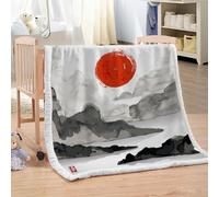 XPINGO Chinese Style Sherpa Blanket Kids 100x130 cm Warm Fluffy Soft Microfiber Fleece 3D Throw Blanket Ink Painting for Sofa Couch Bedspread（style 225-5）