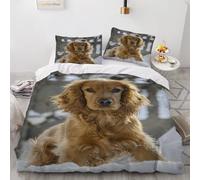 XPINGO Cocker Spaniel Duvet Cover Single 135x200 cm 2 Pieces Soft Easy Care Microfiber Bedding Set with Zipper Closure 3D Animal Dog Comforter Cover with Pillowcase 50x75 cm(Stil 206-6)
