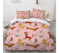 XPINGO Dachshund Duvet Cover Super King 220x260 cm 3 Pieces Soft Easy Care Microfiber Bedding Set with Zipper Closure 3D Cartoon Dog Comforter Cover with 2 Pillowcases 50x75 cm(Stil 150-6)