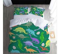 XPINGO Dinosaur Duvet Cover Single 135x200 cm 2 Pieces Soft Easy Care Microfiber Bedding Set with Zipper Closure 3D Cartoon Dinosaur Comforter Cover with Pillowcase 50x75 cm（style 156-7）