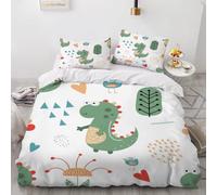 XPINGO Dinosaur Duvet Cover Single 135x200 cm 2 Pieces Soft Easy Care Microfiber Bedding Set with Zipper Closure 3D Cartoon Dinosaur Comforter Cover with Pillowcase 50x75 cm(Stil 136-4)