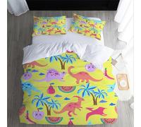 XPINGO Dinosaur Duvet Cover Single 135x200 cm 2 Pieces Soft Easy Care Microfiber Bedding Set with Zipper Closure 3D Cartoon Dinosaur Comforter Cover with Pillowcase 50x75 cm（style 162-8）