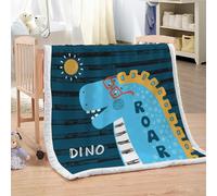 XPINGO Dinosaur Sherpa Blanket Kids 130x150 cm Warm Fluffy Soft Microfiber Fleece 3D Throw Blanket Cartoon Dinosaur for Sofa Couch Bedspread（style 184-3）