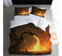 XPINGO Dragon Duvet Cover Double 200x200 cm 3 Pieces Soft Easy Care Microfiber Bedding Set with Zipper Closure 3D Dragon Comforter Cover with 2 Pillowcases 50x75 cm（LWT 11-16）