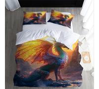XPINGO Dragon Duvet Cover Double 200x200 cm 3 Pieces Soft Easy Care Microfiber Bedding Set with Zipper Closure 3D Retro Dragon Comforter Cover with 2 Pillowcases 50x75 cm（LWT 19-6）
