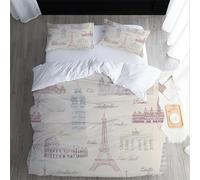 XPINGO Eiffel Tower Duvet Cover Single 135x200 cm 2 Pieces Soft Easy Care Microfiber Bedding Set with Zipper Closure 3D Big Ben Comforter Cover with Pillowcase 50x75 cm（style 85-7）