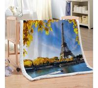 XPINGO Eiffel Tower Sherpa Blanket Kids 100x130 cm Warm Fluffy Soft Microfiber Fleece 3D Throw Blanket Paris for Sofa Couch Bedspread（style 204-7）