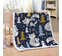 XPINGO Fox Sherpa Blanket Adults 150x200 cm Warm Fluffy Soft Microfiber Fleece 3D Throw Blanket Funny Fox for Sofa Couch Bedspread（style 151-6）