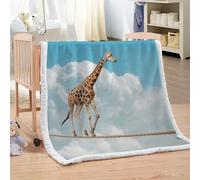 XPINGO Giraffe Sherpa Blanket Kids 130x150 cm Warm Fluffy Soft Microfiber Fleece 3D Throw Blanket Animals Deer for Sofa Couch Bedspread（style 181-10）