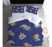 XPINGO Koala Duvet Cover Single 135x200 cm 2 Pieces Soft Easy Care Microfiber Bedding Set with Zipper Closure 3D Funny Koala Comforter Cover with Pillowcase 50x75 cm（style 289-6）