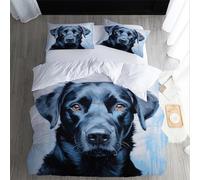 XPINGO Labrador Retriever Duvet Cover Double 200x200 cm 3 Pieces Soft Easy Care Microfiber Bedding Set with Zipper Closure 3D Animals Dog Comforter Cover with 2 Pillowcases 50x75 cm（LWT 47-11）