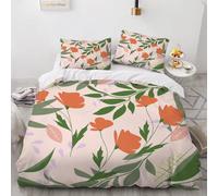 XPINGO Leaves Duvet Cover Single 135x200 cm 2 Pieces Soft Easy Care Microfiber Bedding Set with Zipper Closure 3D Flowers Comforter Cover with Pillowcase 50x75 cm(Stil 223-3)