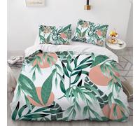 XPINGO Leaves Duvet Cover Super King 220x260 cm 3 Pieces Soft Easy Care Microfiber Bedding Set with Zipper Closure 3D Leaves Comforter Cover with 2 Pillowcases 50x75 cm（Stil 207-4）