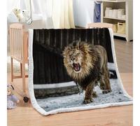 XPINGO Lion Sherpa Blanket Adults 150x200 cm Warm Fluffy Soft Microfiber Fleece 3D Throw Blanket Animals Lion for Sofa Couch Bedspread（style 70-6）