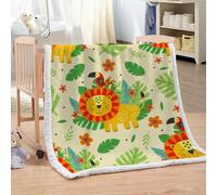 XPINGO Lion Sherpa Blanket Adults 150x200 cm Warm Fluffy Soft Microfiber Fleece 3D Throw Blanket Cartoon Lion for Sofa Couch Bedspread（style 189-9）