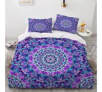 XPINGO Mandala Duvet Cover King 220x230 cm 3 Pieces Soft Easy Care Microfiber Bedding Set with Zipper Closure 3D Retro Flowers Comforter Cover with 2 Pillowcases 50x75 cm（Stil 135-4）