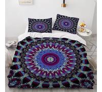 XPINGO Mandala Duvet Cover Single 135x200 cm 2 Pieces Soft Easy Care Microfiber Bedding Set with Zipper Closure 3D Retro Flowers Comforter Cover with Pillowcase 50x75 cm(Stil 199-3)