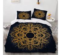 XPINGO Mandala Duvet Cover Super King 220x260 cm 3 Pieces Soft Easy Care Microfiber Bedding Set with Zipper Closure 3D Retro Flowers Comforter Cover with 2 Pillowcases 50x75 cm（Stil 141-4）