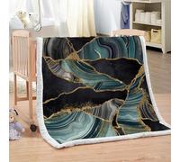 XPINGO Marble Sherpa Blanket Kids 100x130 cm Warm Fluffy Soft Microfiber Fleece 3D Throw Blanket Marble for Sofa Couch Bedspread（style 2-2）