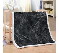XPINGO Marble Sherpa Blanket Kids 100x130 cm Warm Fluffy Soft Microfiber Fleece 3D Throw Blanket Marble for Sofa Couch Bedspread（style 24-7）