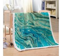 XPINGO Marble Sherpa Blanket Kids 130x150 cm Warm Fluffy Soft Microfiber Fleece 3D Throw Blanket Marble for Sofa Couch Bedspread（style 204-3）