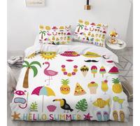 XPINGO Maritime Duvet Cover Super King 220x260 cm 3 Pieces Soft Easy Care Microfiber Bedding Set with Zipper Closure 3D Fish Palm Trees Comforter Cover with 2 Pillowcases 50x75 cm(Stil 216-4)