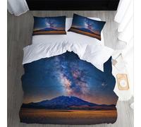 XPINGO Mountain Duvet Cover King 220x230 cm 3 Pieces Soft Easy Care Microfiber Bedding Set with Zipper Closure 3D Starry Sky Comforter Cover with 2 Pillowcases 50x75 cm（LWT 1-20）