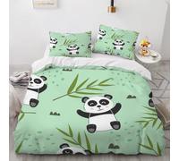 XPINGO Panda Duvet Cover Double 200x200 cm 3 Pieces Soft Easy Care Microfiber Bedding Set with Zipper Closure 3D Cartoon Panda Comforter Cover with 2 Pillowcases 50x75 cm（Stil 144-4）