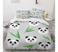 XPINGO Panda Duvet Cover Single 135x200 cm 2 Pieces Soft Easy Care Microfiber Bedding Set with Zipper Closure 3D Cartoon Panda Comforter Cover with Pillowcase 50x75 cm（Stil 142-4）