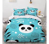 XPINGO Panda Duvet Cover Super King 220x260 cm 3 Pieces Soft Easy Care Microfiber Bedding Set with Zipper Closure 3D Cartoon Panda Comforter Cover with 2 Pillowcases 50x75 cm（Stil 146-4）