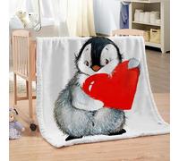 XPINGO Penguin Sherpa Blanket Adults 150x200 cm Warm Fluffy Soft Microfiber Fleece 3D Throw Blanket Cartoon Penguin for Sofa Couch Bedspread（style 5-9）