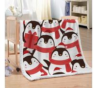 XPINGO Penguin Sherpa Blanket Kids 100x130 cm Warm Fluffy Soft Microfiber Fleece 3D Throw Blanket Cartoon Penguin for Sofa Couch Bedspread（style 216-2）
