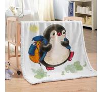 XPINGO Penguin Sherpa Blanket Kids 130x150 cm Warm Fluffy Soft Microfiber Fleece 3D Throw Blanket Cartoon Penguin for Sofa Couch Bedspread（style 33-9）