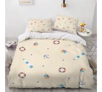 XPINGO Rudder Duvet Cover Single 135x200 cm 2 Pieces Soft Easy Care Microfiber Bedding Set with Zipper Closure 3D Maritime Comforter Cover with Pillowcase 50x75 cm（Stil 140-4）